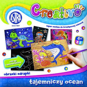 Zestaw kreatywny Astra Creativo Obrazki do zdrapywania Tajemniczy Ocean, 8 sztuk + patyczek